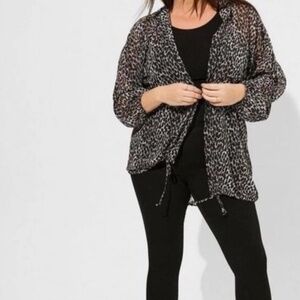 Torrid Chiffon Kimono Animal Print Shirt